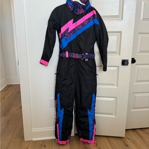 Tipsy Elves Black Ski Suit with Pink Highlights